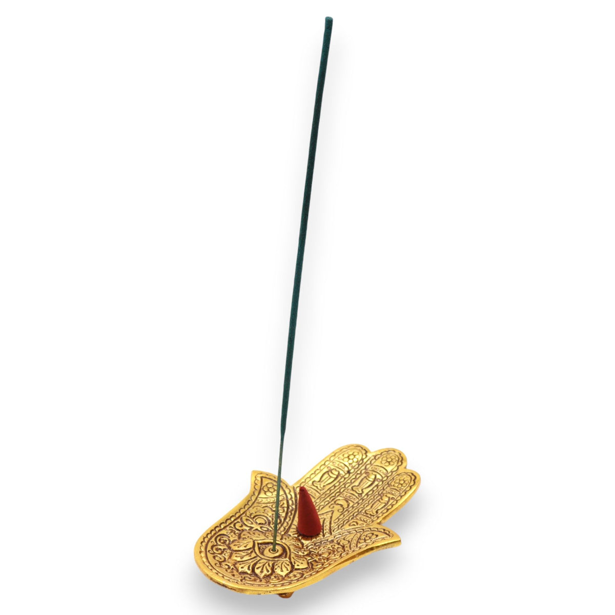 Small Gold Aluminium Hamsa Incense Stick Holder | 13cm