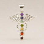 Indian Devotional Pendant - Silver Plated (45cm Cord)- Angel Chakra