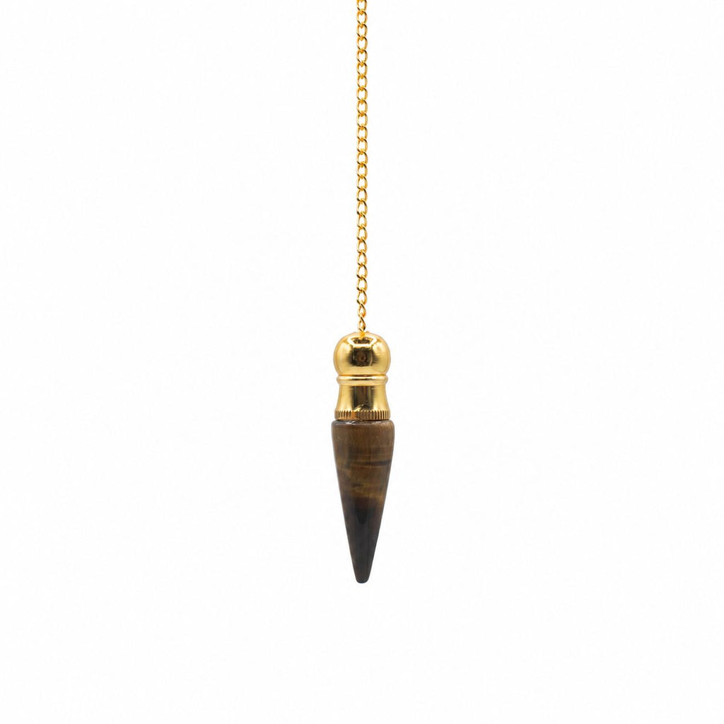 Discovery of Truth | Tiger Eye & Gold Plated Secret Cavity Pendulum