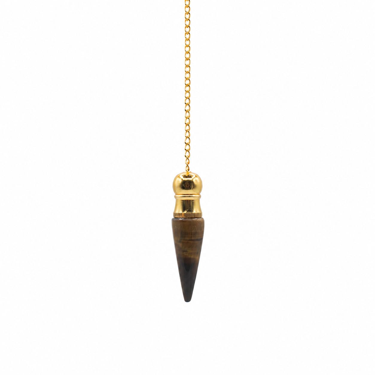 Discovery of Truth | Tiger Eye & Gold Plated Secret Cavity Pendulum