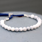 White Howlite 925 Silver Plated Gemstone Navy String Bracelet