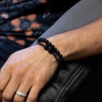 Black Agate Gemstone Double Power Bracelets