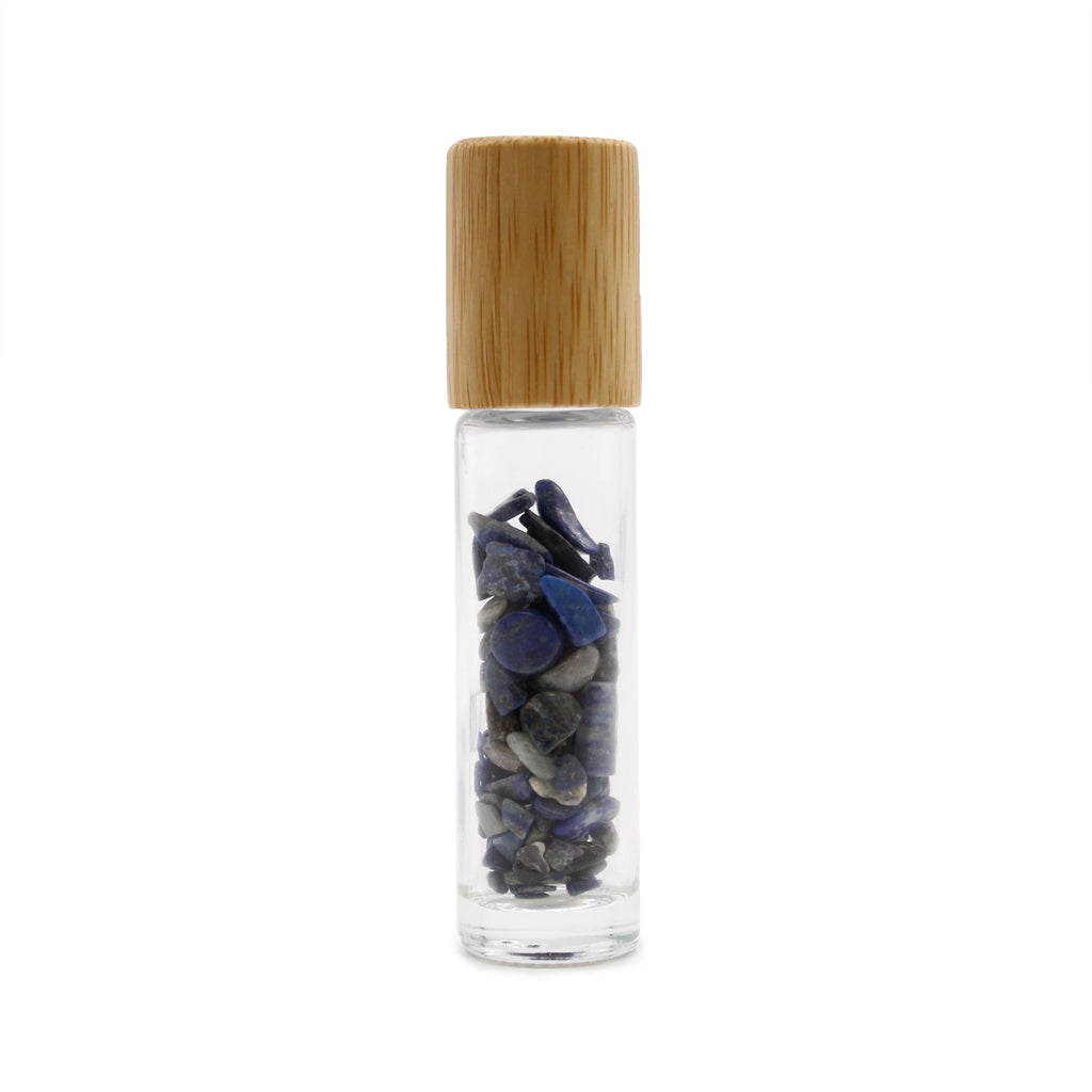 Sodalite Gemstone Essential Oil Roller Bottle | Wooden Cap