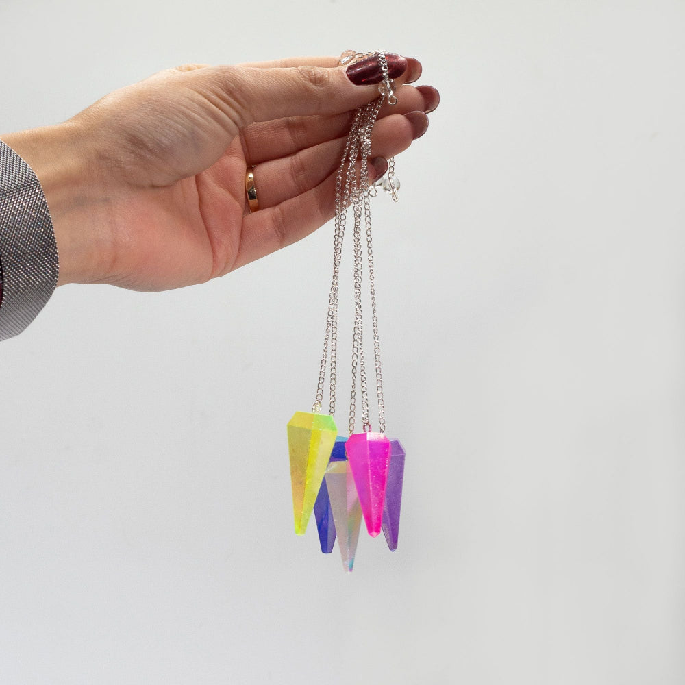 Aurora Crystal Pink Six Sided Pendulum 4cm