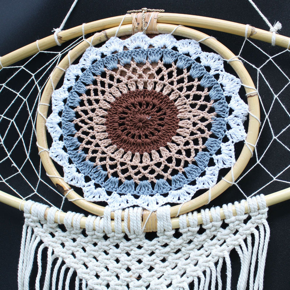 Macrame Evil Eye White/ Grey/Brown Protection Dream Catcher Large