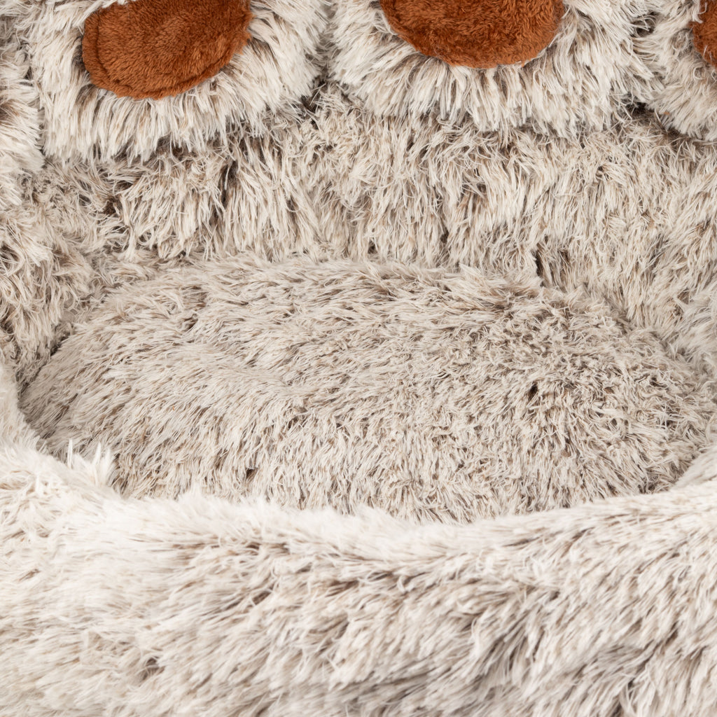 Paw-Shaped Plush Pet Bed for Cats & Small Dogs - Large (70cm)