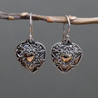 Mandala Hearts Silver & Gold Earrings