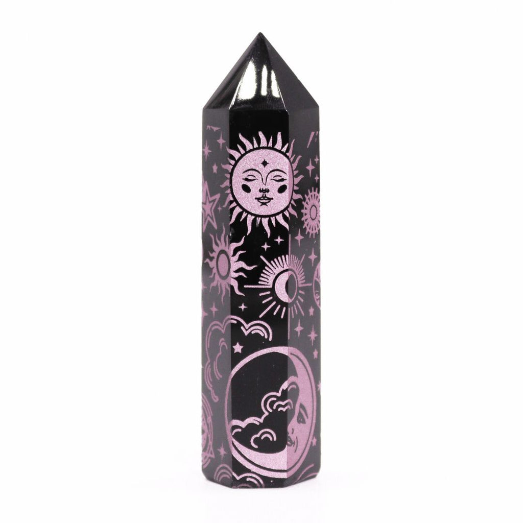 Mystic Story Rose Pink Black Obsidian Point