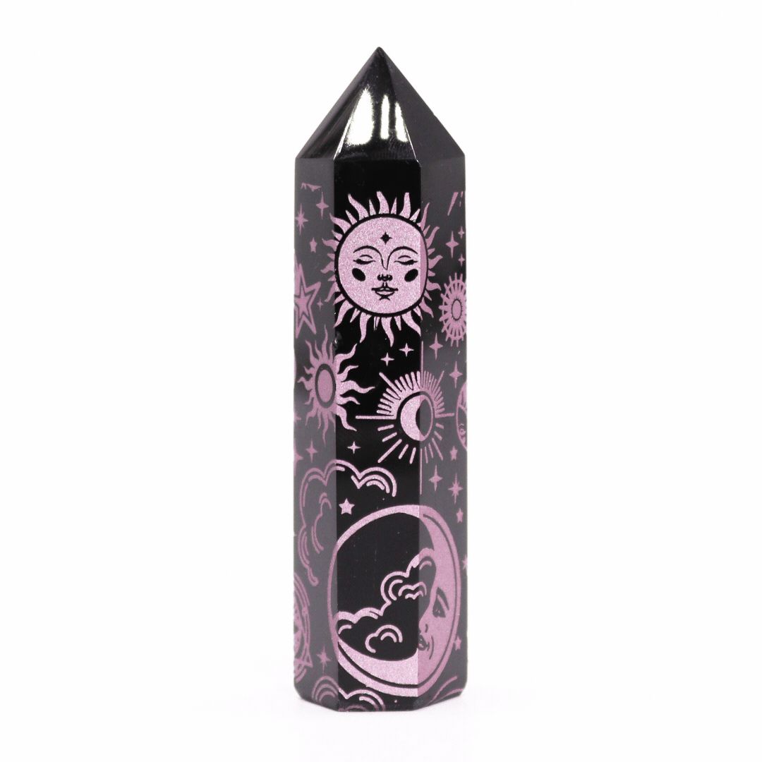 Mystic Story Rose Pink Black Obsidian Point