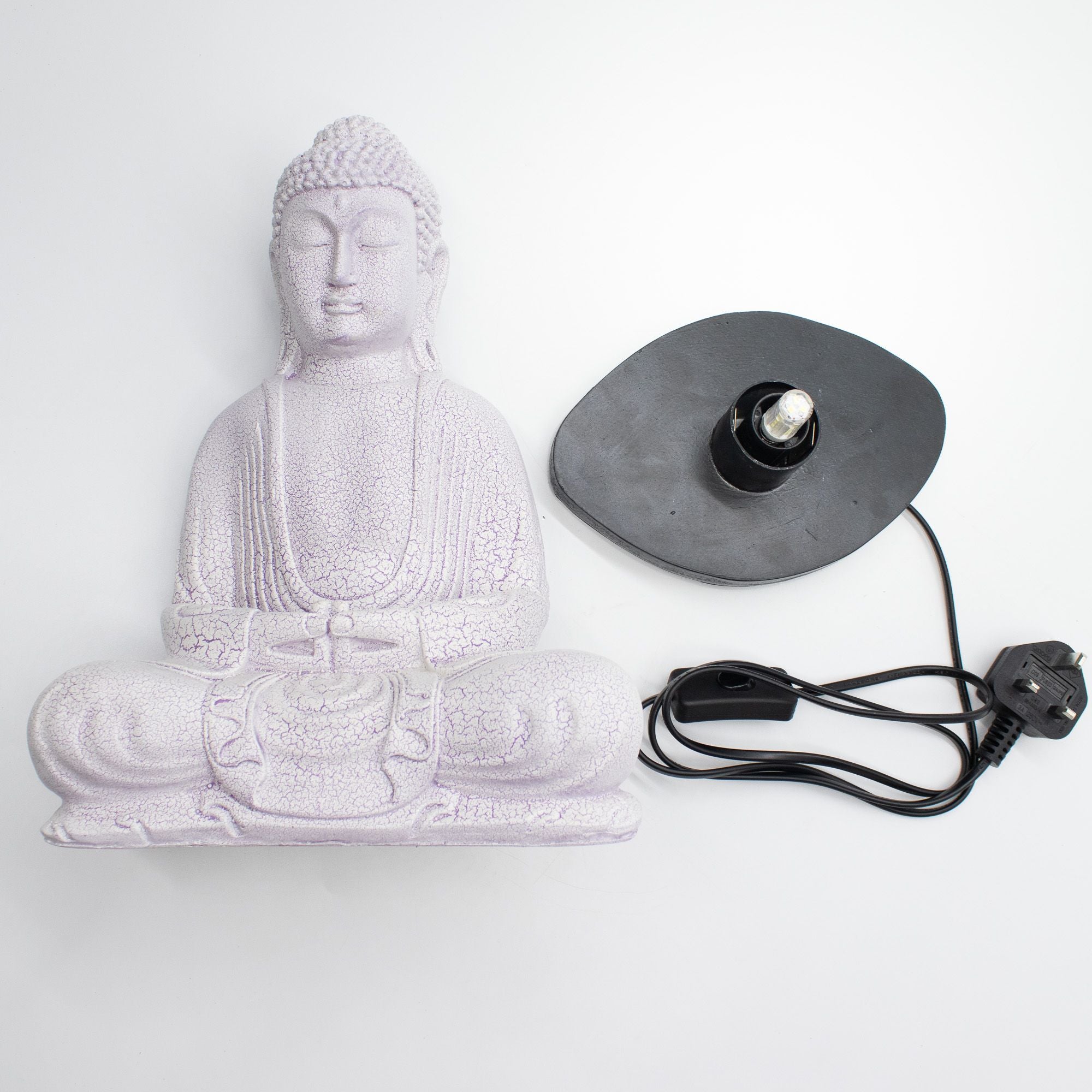 Meditation Buddha Lamp | Lavender Crackle | Oval Stand