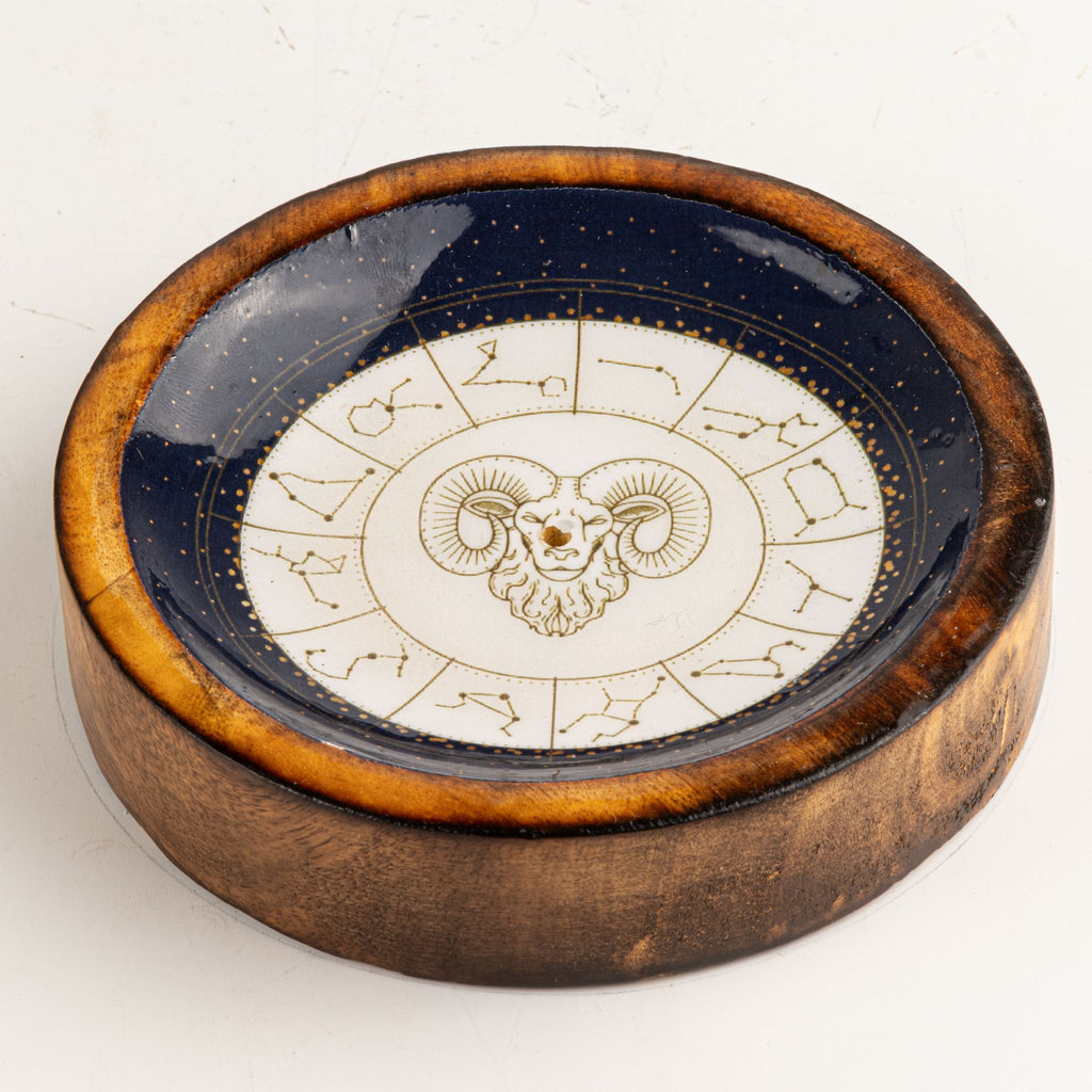 Aries Mango Wood Mini Bowl & Incense Stick Holder
