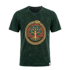 Nomad Sari Stonewashed Cotton T-Shirt | Tree of Life | Green | Small
