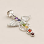 Indian Devotional Pendant - Silver Plated (45cm Cord)- Angel Chakra