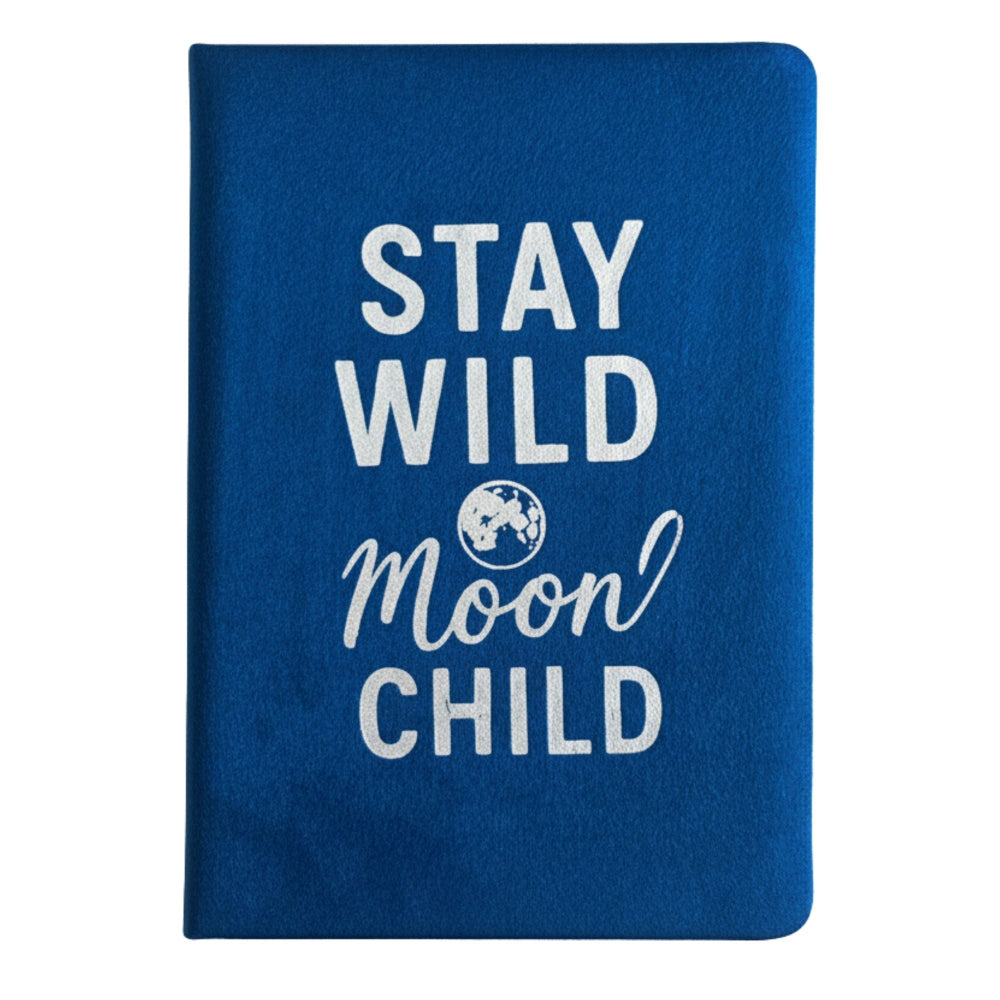 Stay Wild Moon Child Dark Blue Velvet Notebook - 80 pages