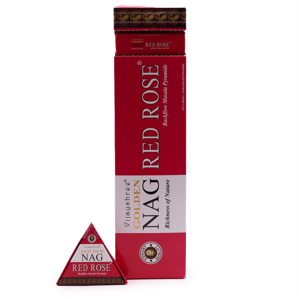 Red Rose Backflow Incense Cones Jumbo Golden Nag 42g