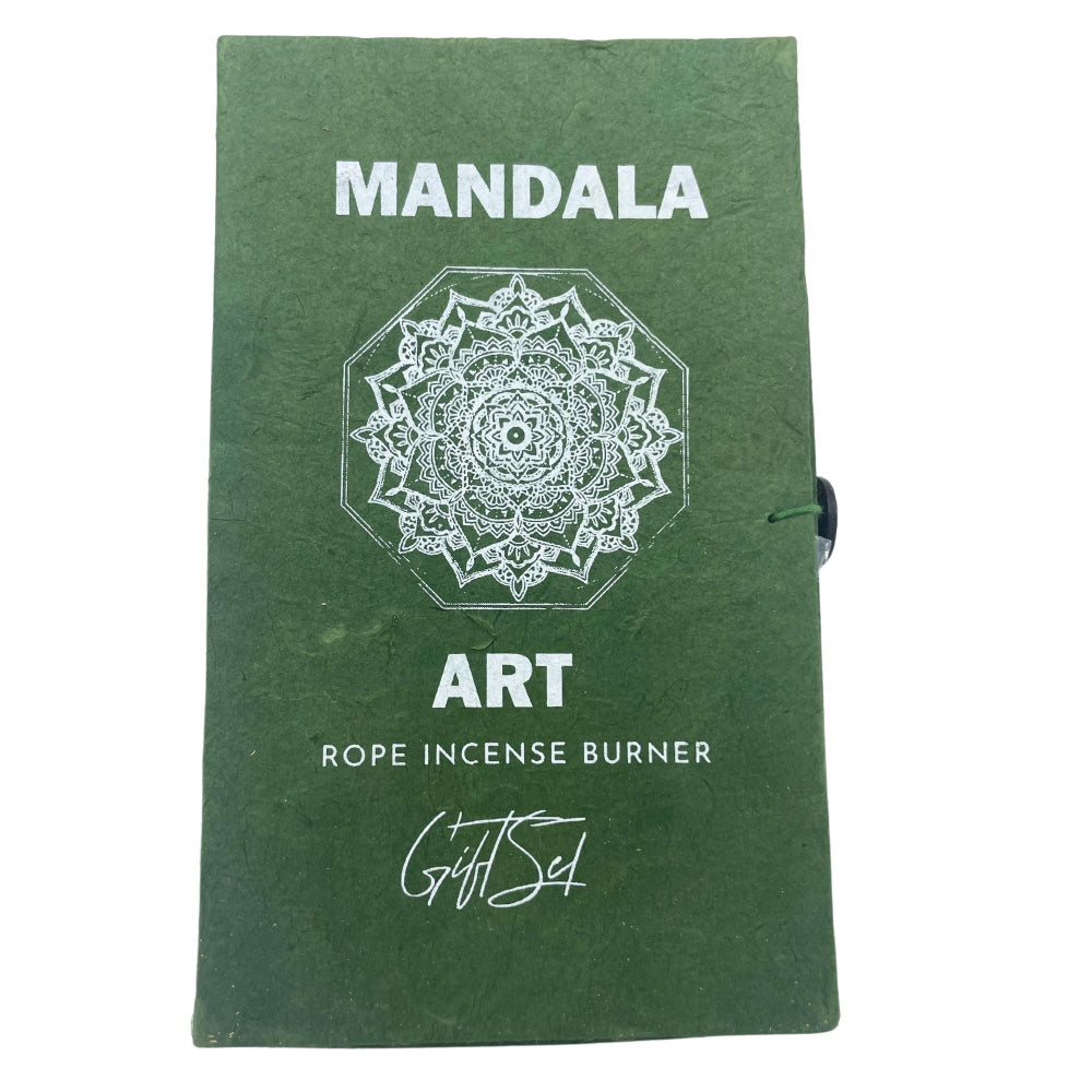 Mandala Flower Rope Incense and Silver Plated Holder Set