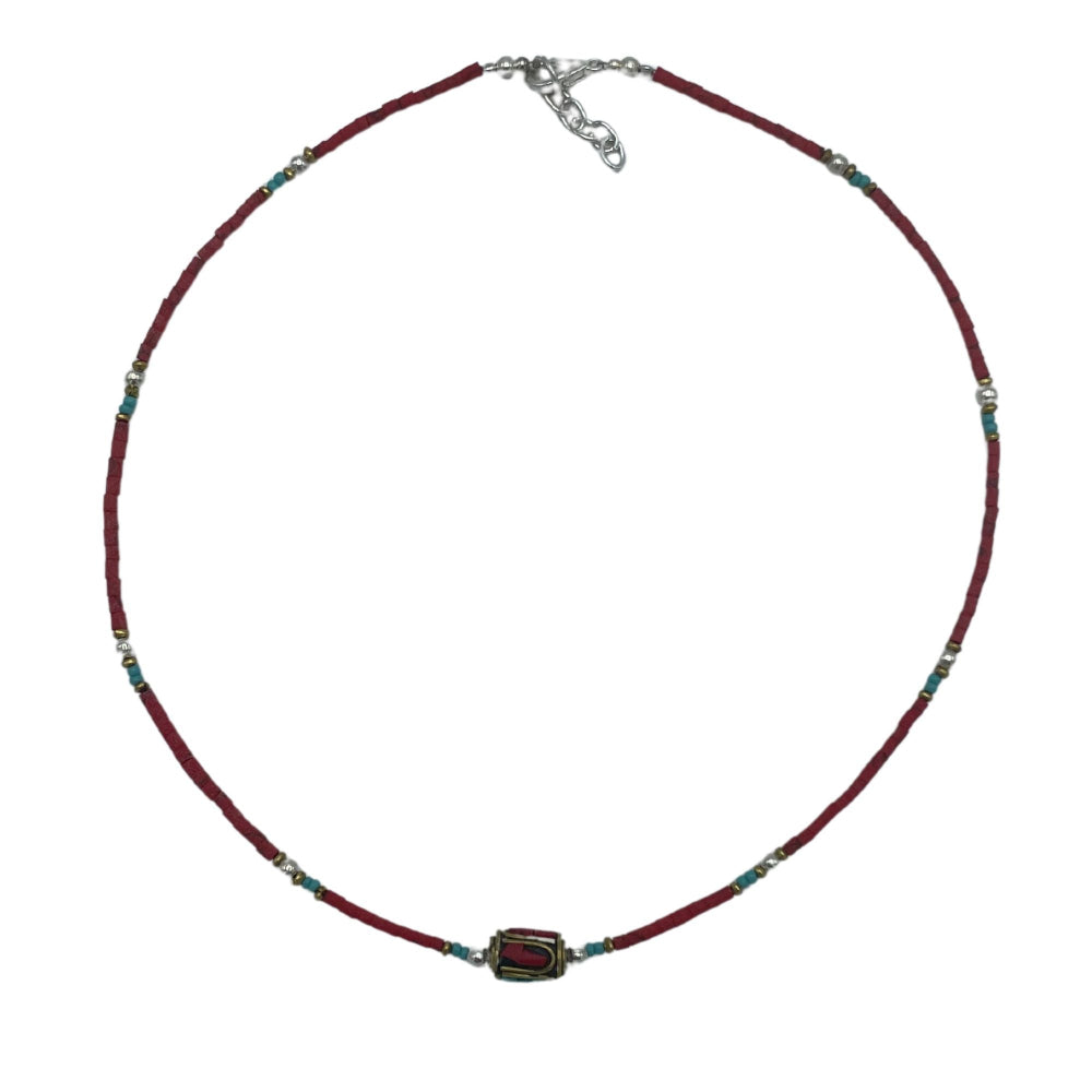 Coral Tribal Bead Nepalese Extra Fine Gem Necklace