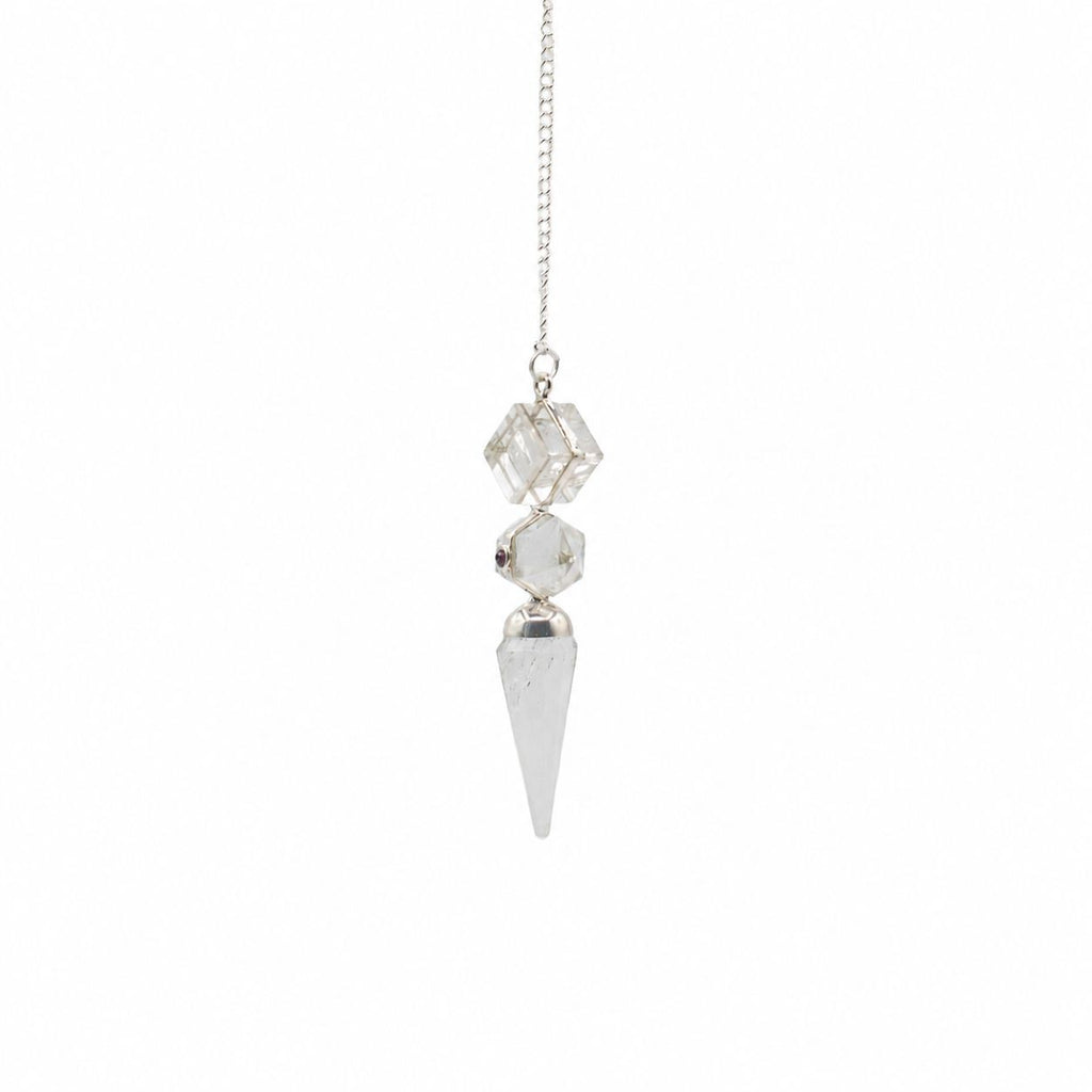 The Architect of Clarity | Clear Quartz Three-Piece Pendulum