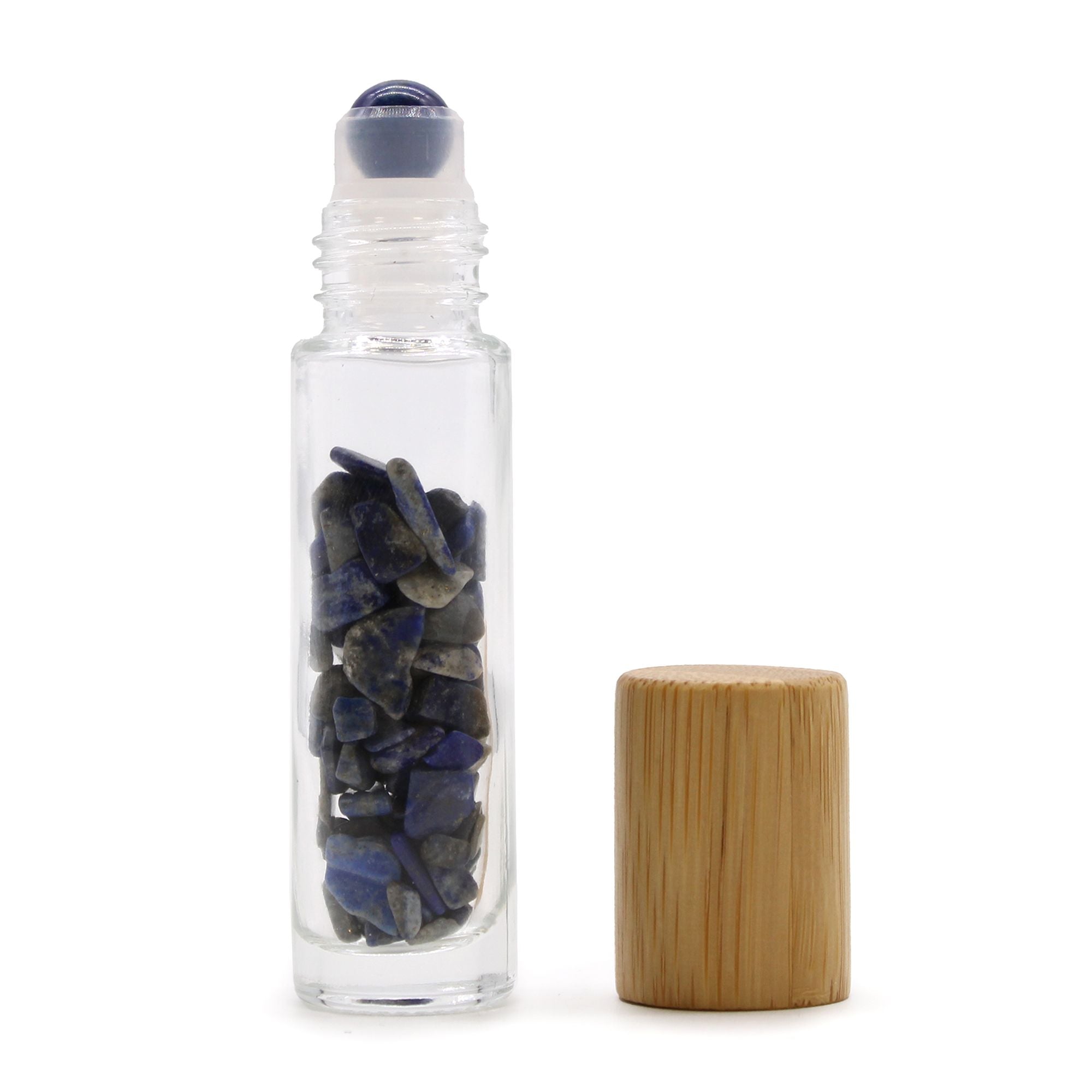 Sodalite Gemstone Essential Oil Roller Bottle | Wooden Cap