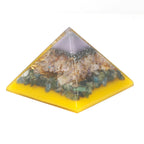 Large Tree Design Orgonite Pyramid - 70 mm Gold Base