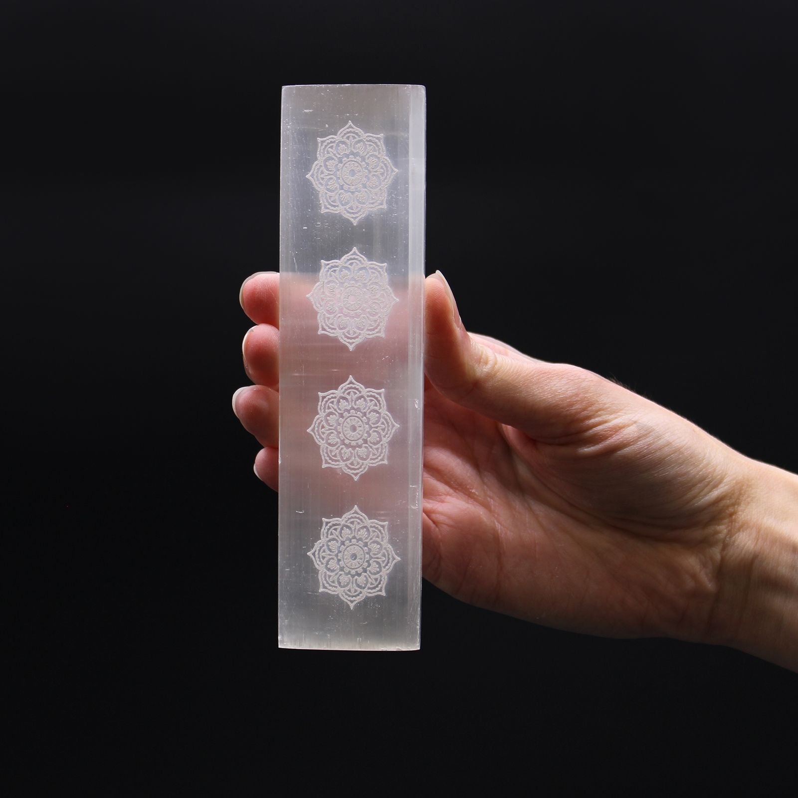 Selenite Flat Bar Charging Plate 15cm | Mandala Design