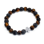 Tiger Eye & Black Stone Set of 2 Gemstones Friendship Bracelets - Power