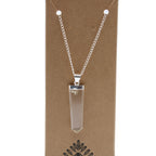 Rock Quartz Gemstone Flat Pencil Pendant