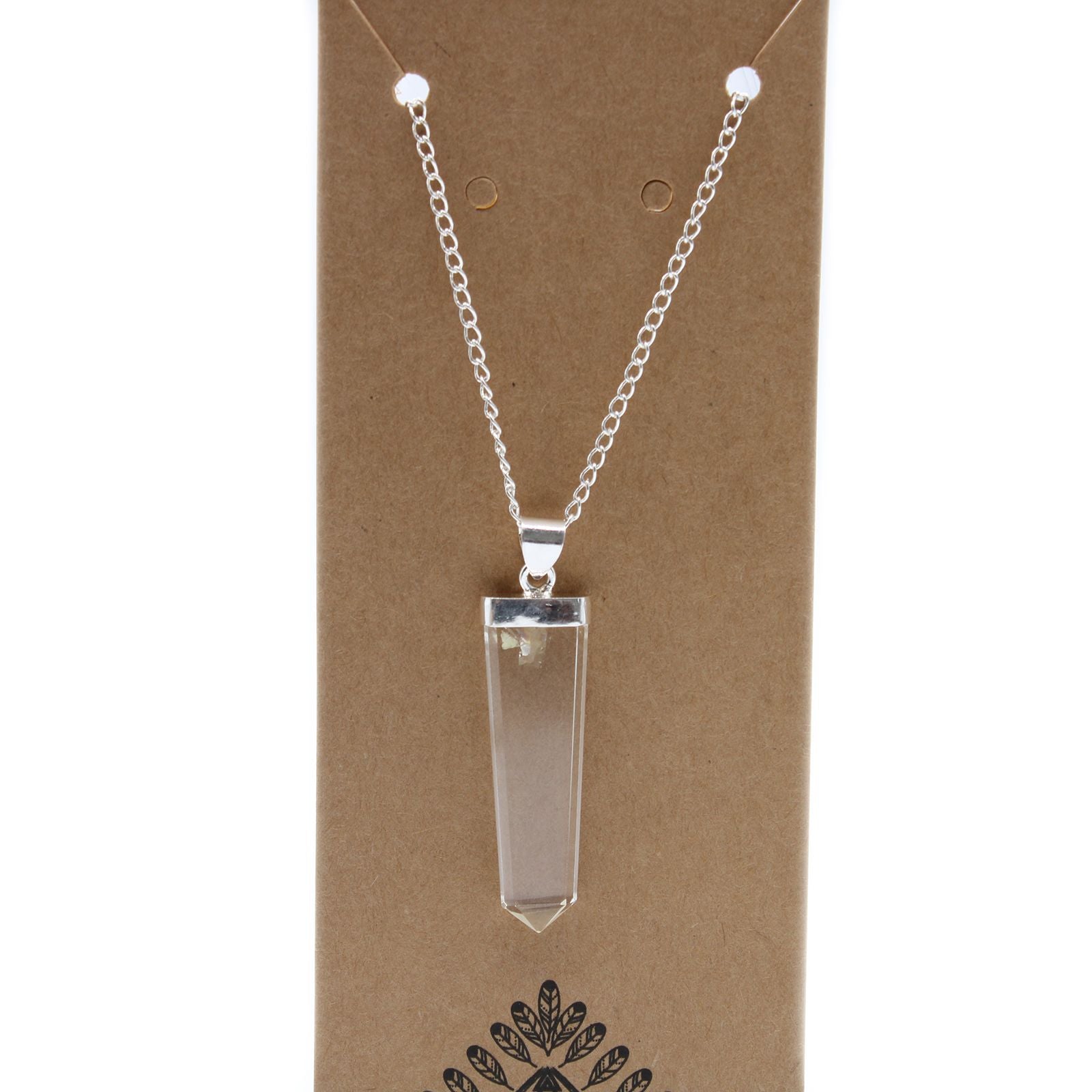 Rock Quartz Gemstone Flat Pencil Pendant