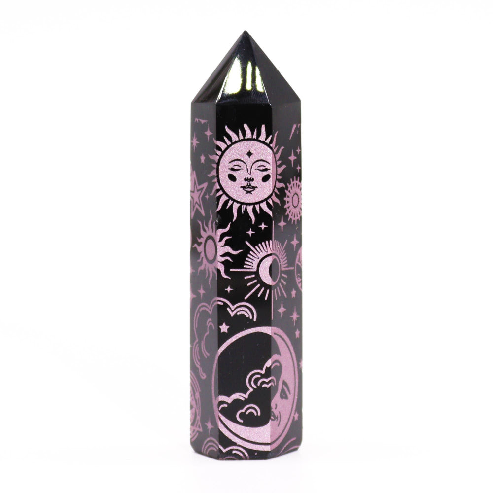 Mystic Story Rose Pink Black Obsidian Point