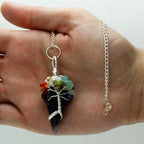 Amethyst Seven Chakra Pendulum | Crystal Dowser with Chakra Stones