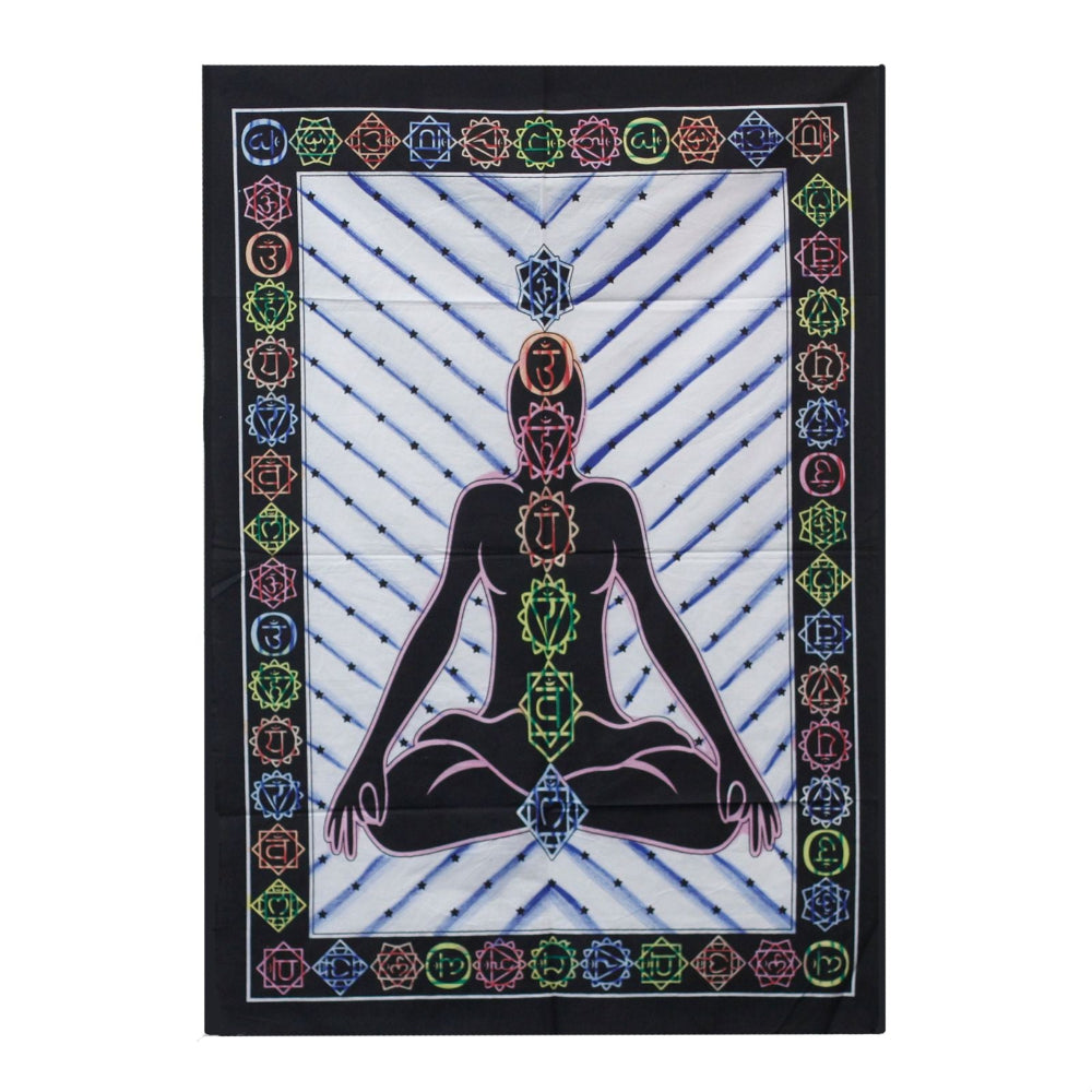 Chakra Buddha Handbrushed Cotton Wall Art | Spiritual Home Décor