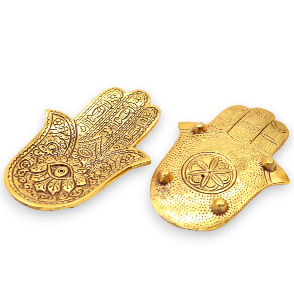 Small Gold Aluminium Hamsa Incense Stick Holder | 13cm