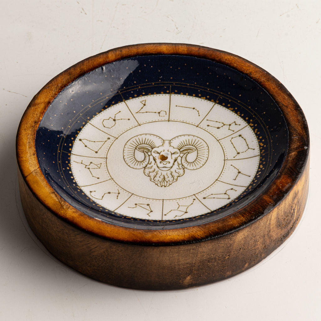 Aries Mango Wood Mini Bowl & Incense Stick Holder
