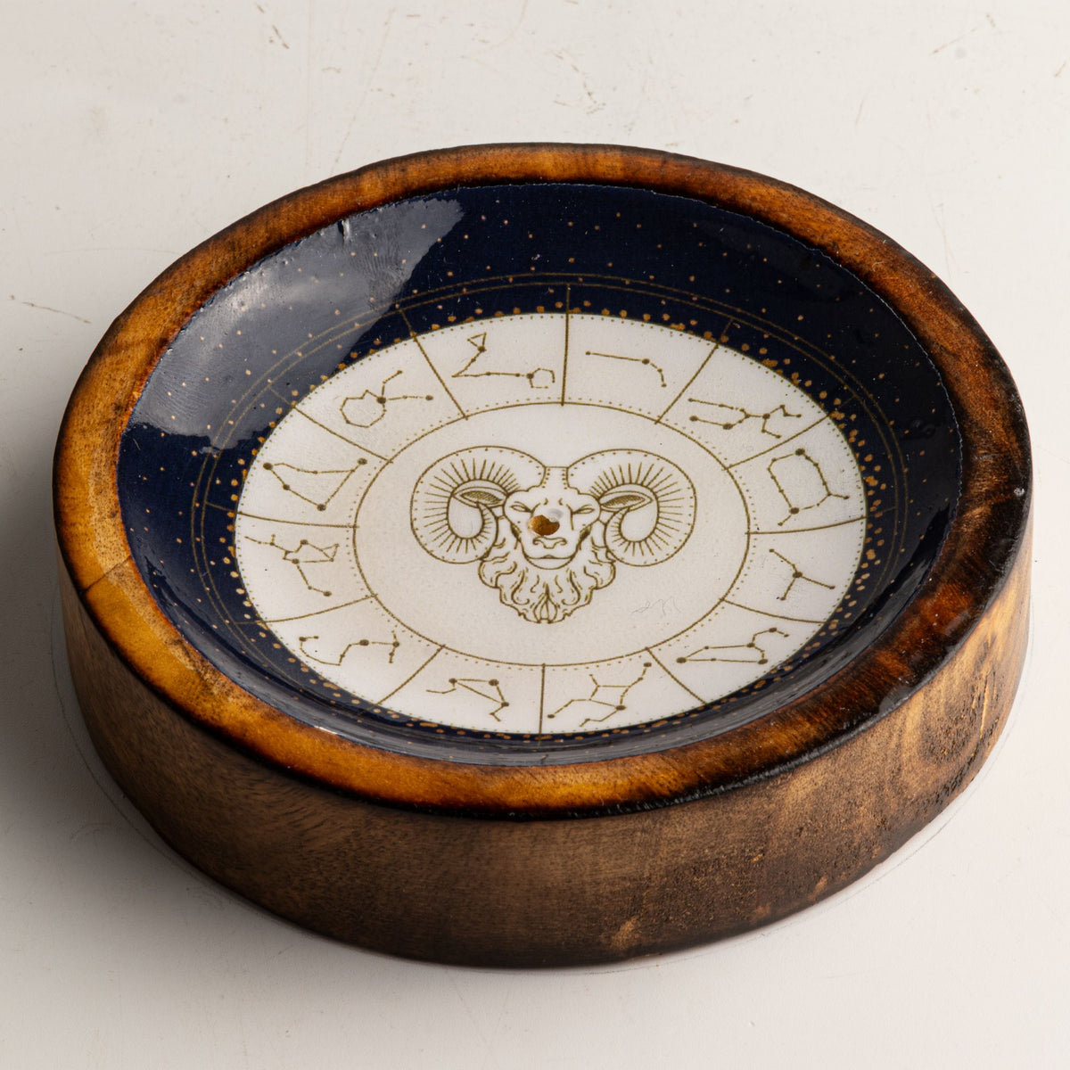 Aries Mango Wood Mini Bowl & Incense Stick Holder