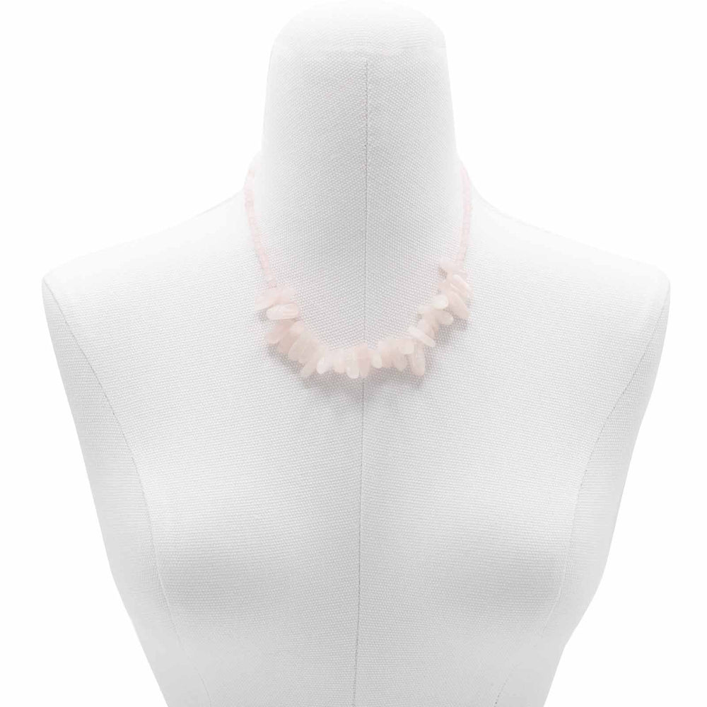 Rose Quartz Longstone Gem Necklace