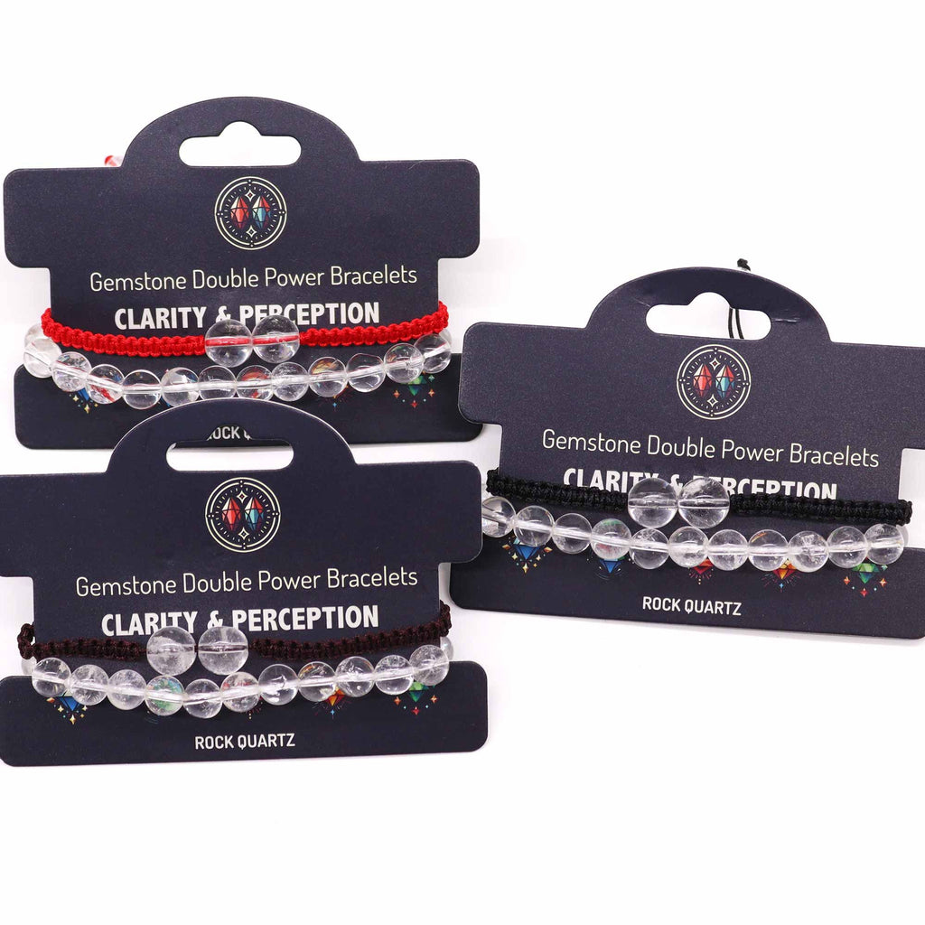 Rock Quartz Gemstone Double Power Bracelets