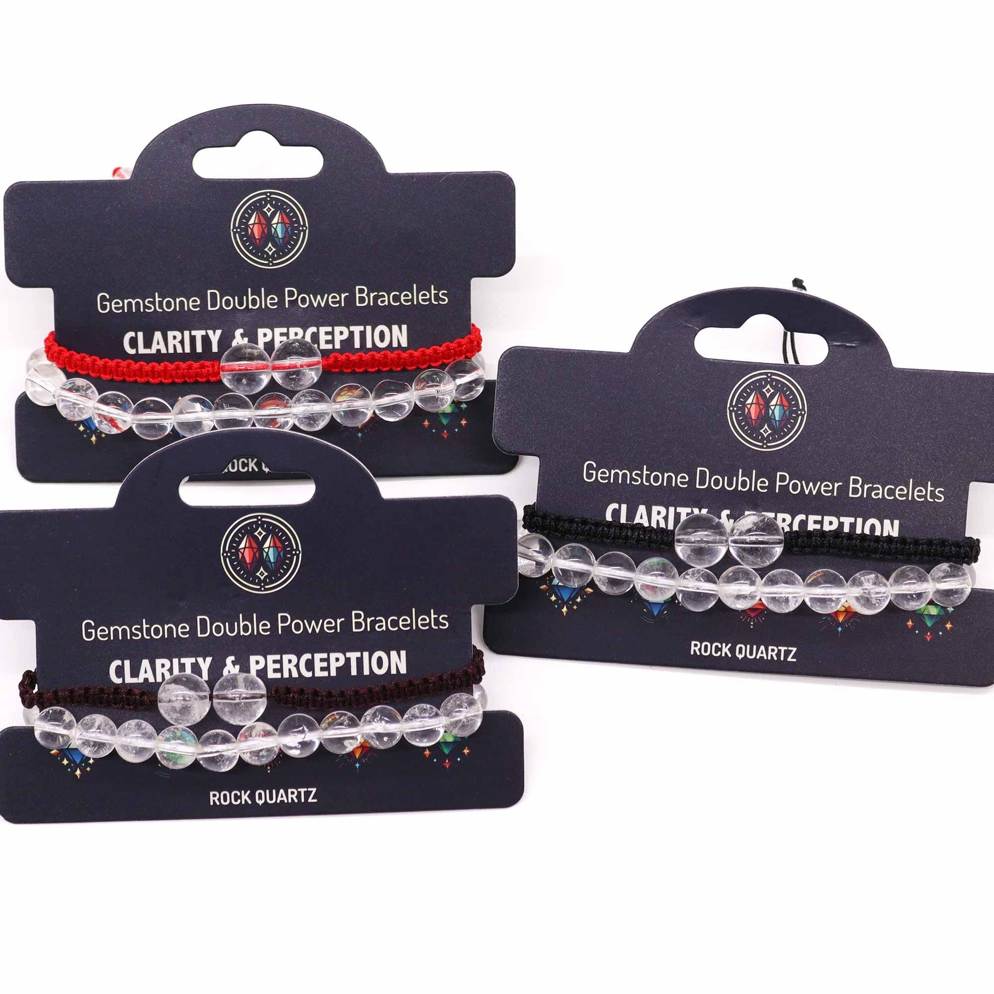 Rock Quartz Gemstone Double Power Bracelets