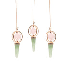 Heart Compass | Rose Quartz & Green Aventurine Spinning Merkaba Pendulum in Copper