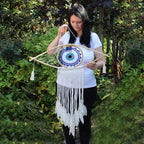 Evil Eye Protection Dreamcatcher | Large Macramé White, Blue & Grey 70cm