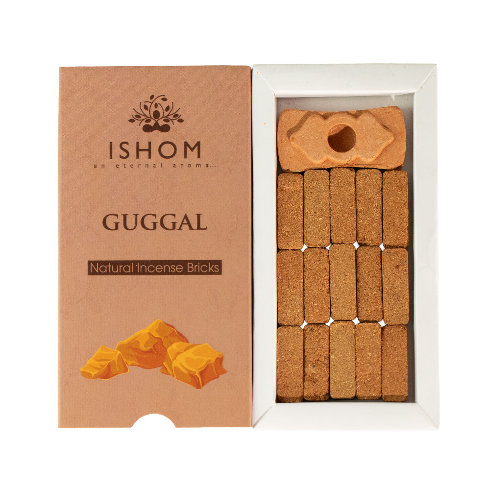 Pack of 15 Natural Incense Smudge Bricks and Burner - Guggal