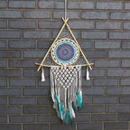 Macrame Pyramid White/Turquoise Protection Dream Catcher