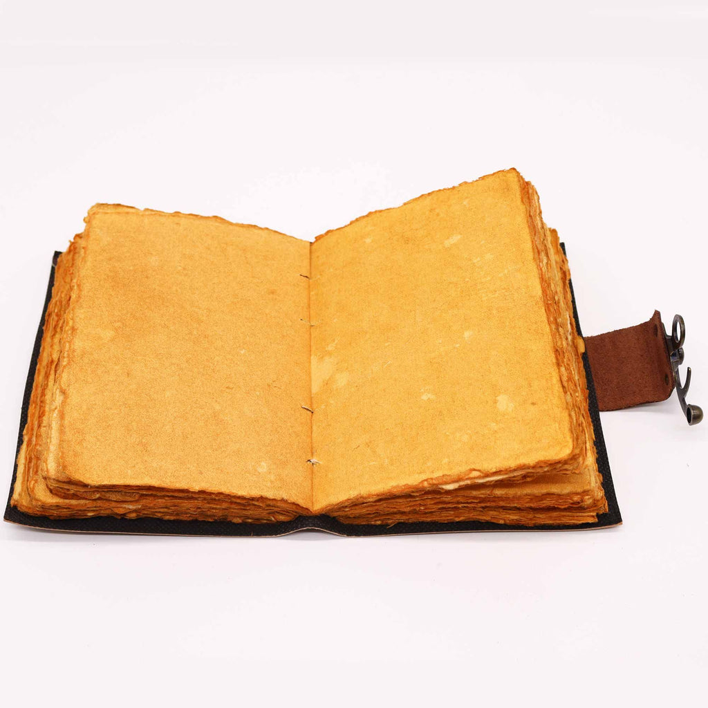 Leather Lotus Mandala Deckle-Edge Notebook