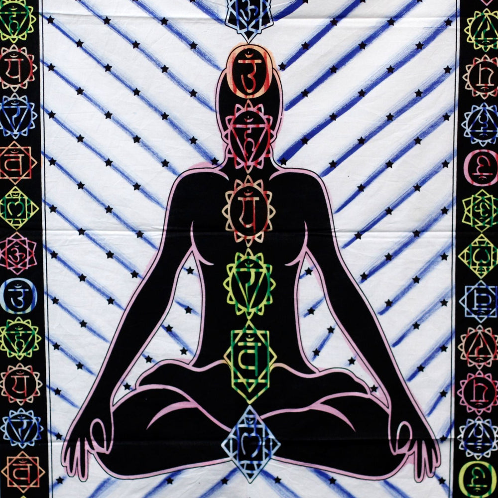 Chakra Buddha Handbrushed Cotton Wall Art | Spiritual Home Décor
