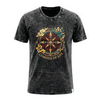 Nomad Sari Stonewashed Cotton T-Shirt | Compass of Life | Charcoal | Small