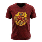 Nomad Sari Stonewashed Cotton T-Shirt | Dragon Mandala | Maroon | Medium