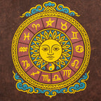 Nomad Sari Stonewashed Cotton T-Shirt | Sun & Zodiac | Brown | Large