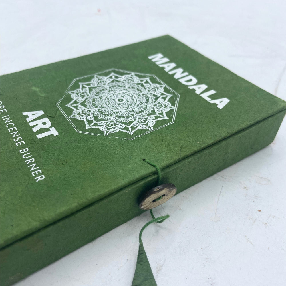 Mandala Flower Rope Incense and Silver Plated Holder Set