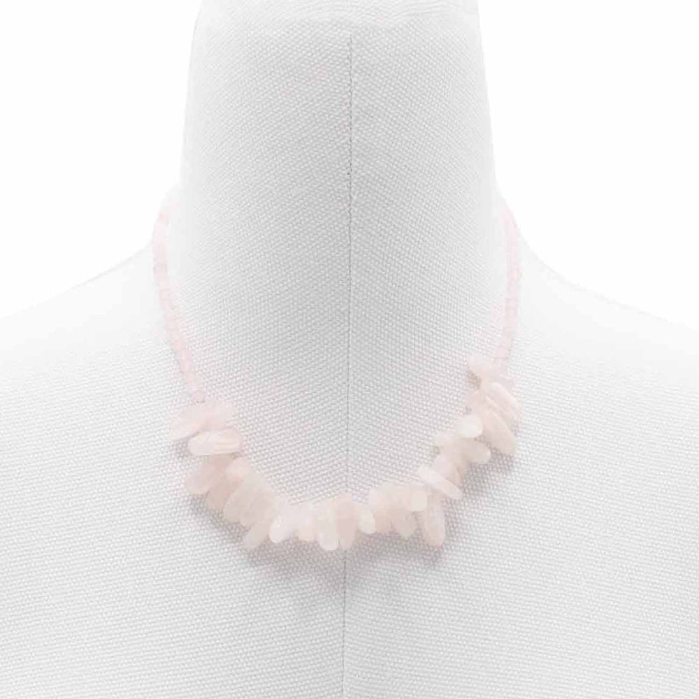 Rose Quartz Longstone Gem Necklace