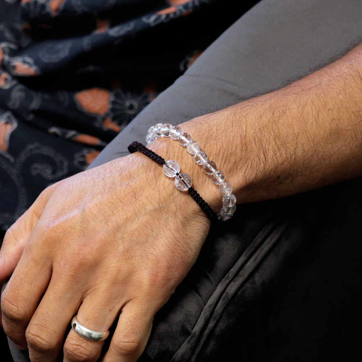 Rock Quartz Gemstone Double Power Bracelets