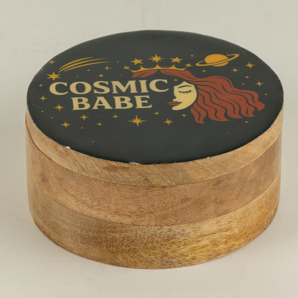 Cosmic Babe Round Enamelled Keepsake Box